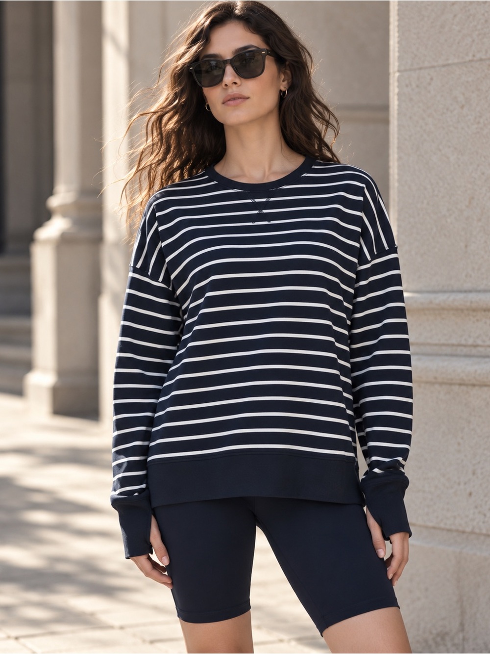 Sweaty Betty After Class Longline Sweatshirt Organic Cotton Thumbholes S